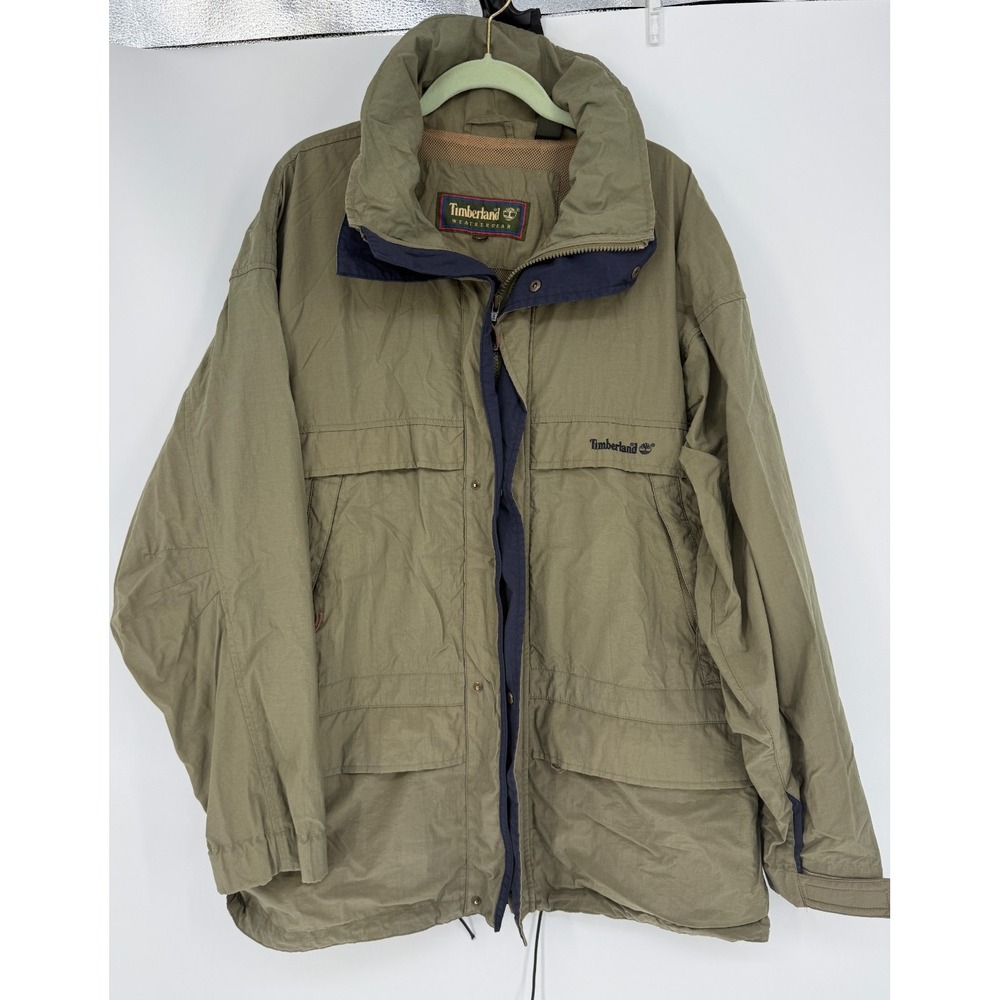 Vintage Timberland Weathergear Poly/Nylon Green Navy lots of pockets
